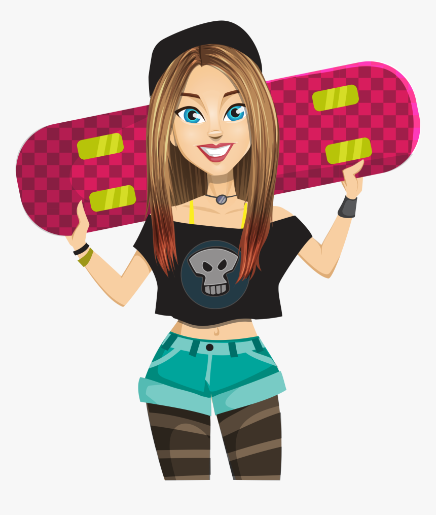 Cartoon Skater Girl, HD Png Download, Free Download