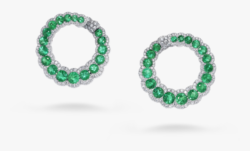 Round Emerald Creole Earring - Earrings, HD Png Download, Free Download