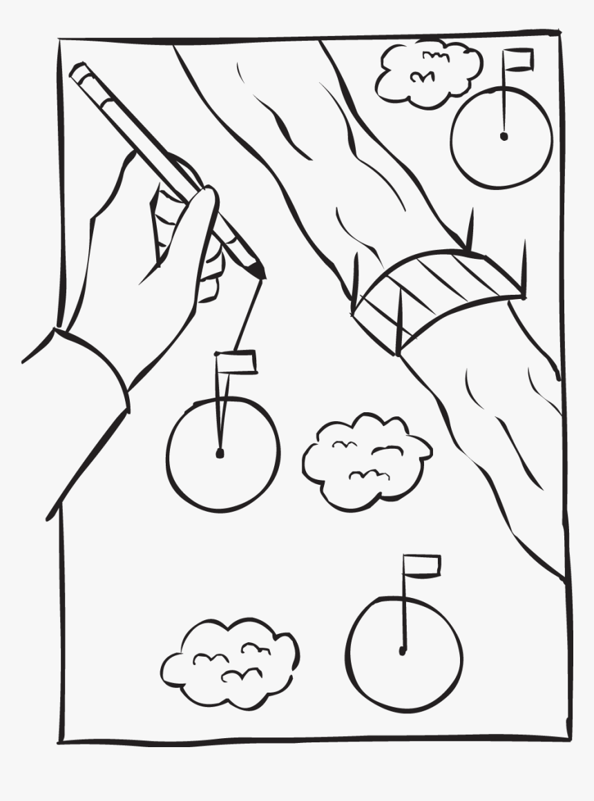 Paper With Various Golf Tees And Hazards And A Hand - Line Art, HD Png Download, Free Download