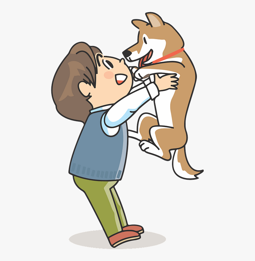 Man Dog Pet Clipart - 犬 を 抱き上げる イラスト, HD Png Download, Free Download