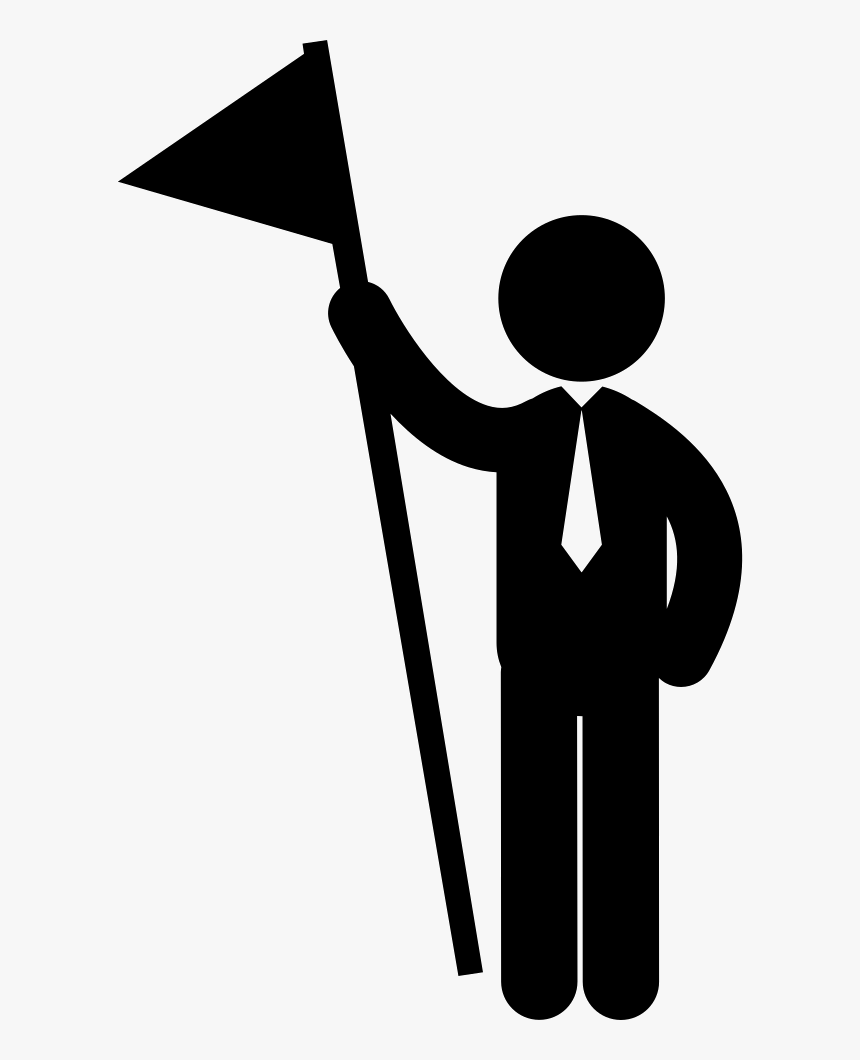 Business Man With Triangular Flag On A Pole Comments - Business Stick Man Png, Transparent Png, Free Download