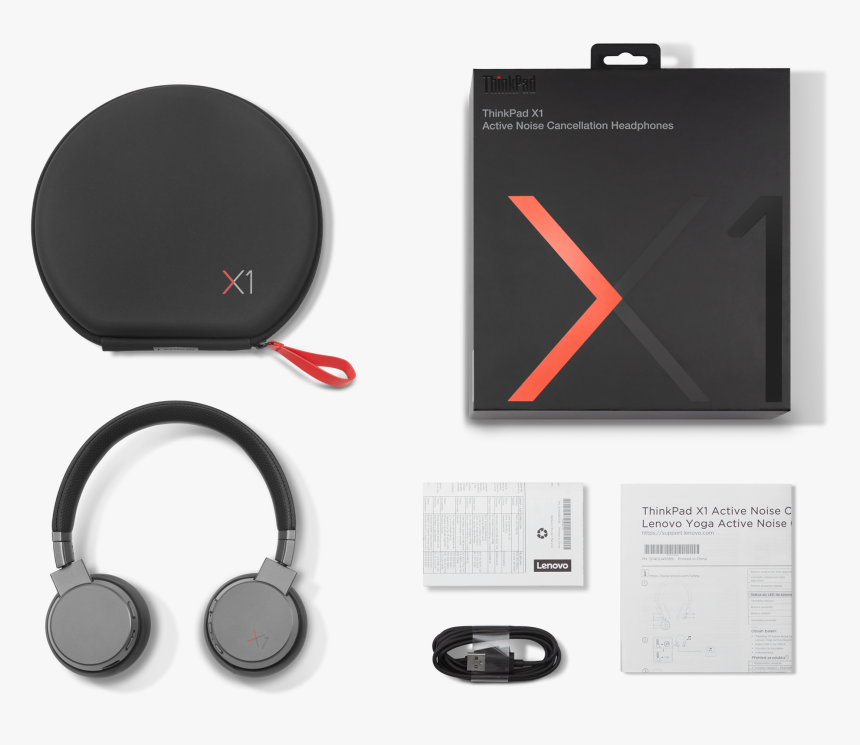 Thinkpad X1 Anc Headphones Whats In The Box View - Thinkpad X1 Active Noise Cancellation Headphones, HD Png Download, Free Download