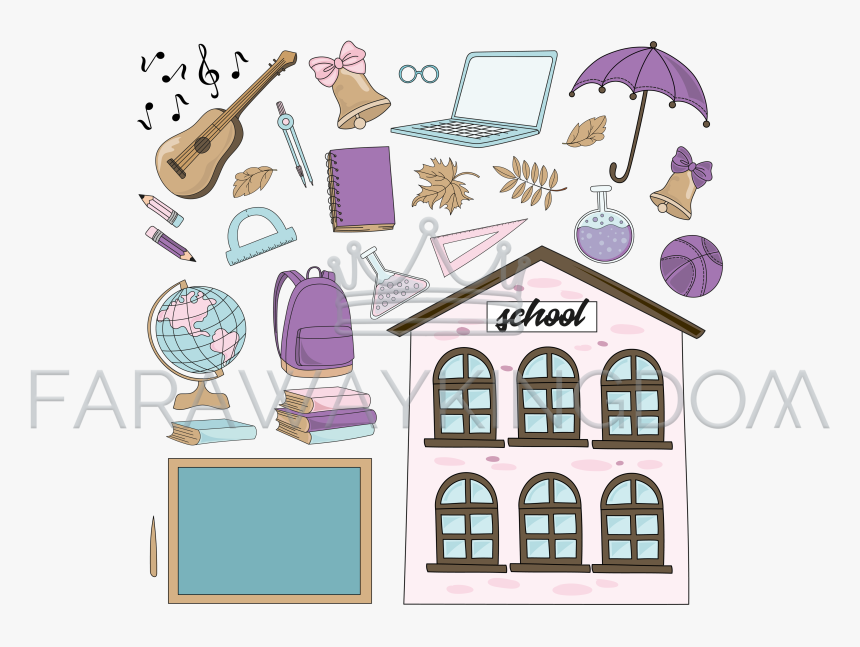 Vivat School Vector Illustration Set , Png Download - Clipart Sea School, Transparent Png, Free Download