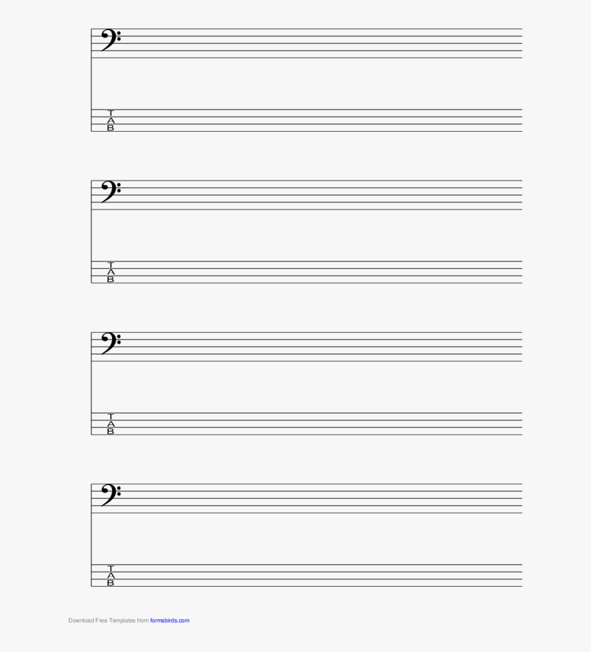 Staff And Tablature Bass Clef 4 Lines Music Paper - Music Bars Paper, HD Png Download, Free Download