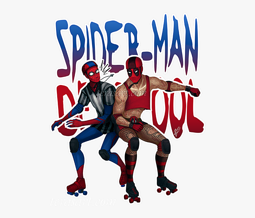 Spiderman Deadpool Rollerderby Terasart Terasidebottom - Deadpool Roller, HD Png Download, Free Download