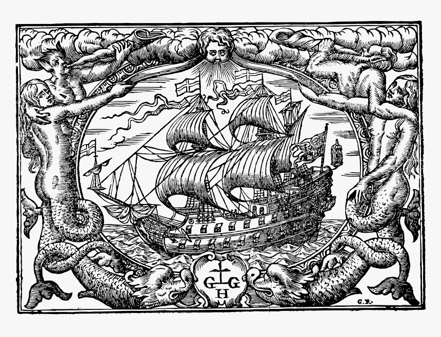 Mermaids And A Ship Clip Arts - Public Domain Mermaid, HD Png Download, Free Download