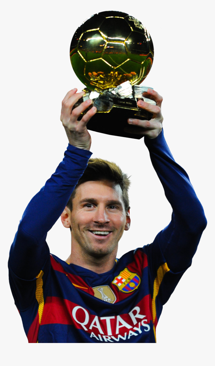 Trophy Protective Gear Messi Football Barcelona American - Lionel Messi Holding Trophy, HD Png Download, Free Download