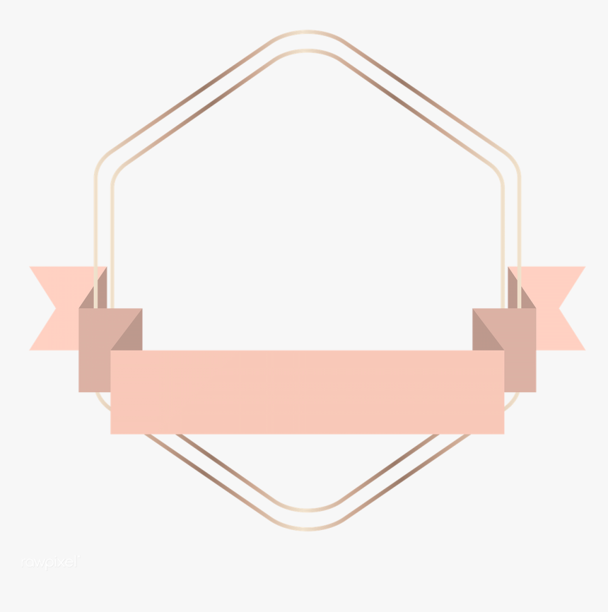 Hexagon Frame In Ribbon Banner Badge Png - Frame Rose Gold Png, Transparent Png, Free Download