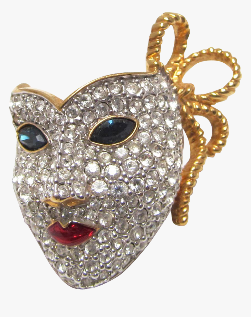 Swarovski Crystal Mardi Gras Mask Brooch Red Enamel - Mask, HD Png Download, Free Download