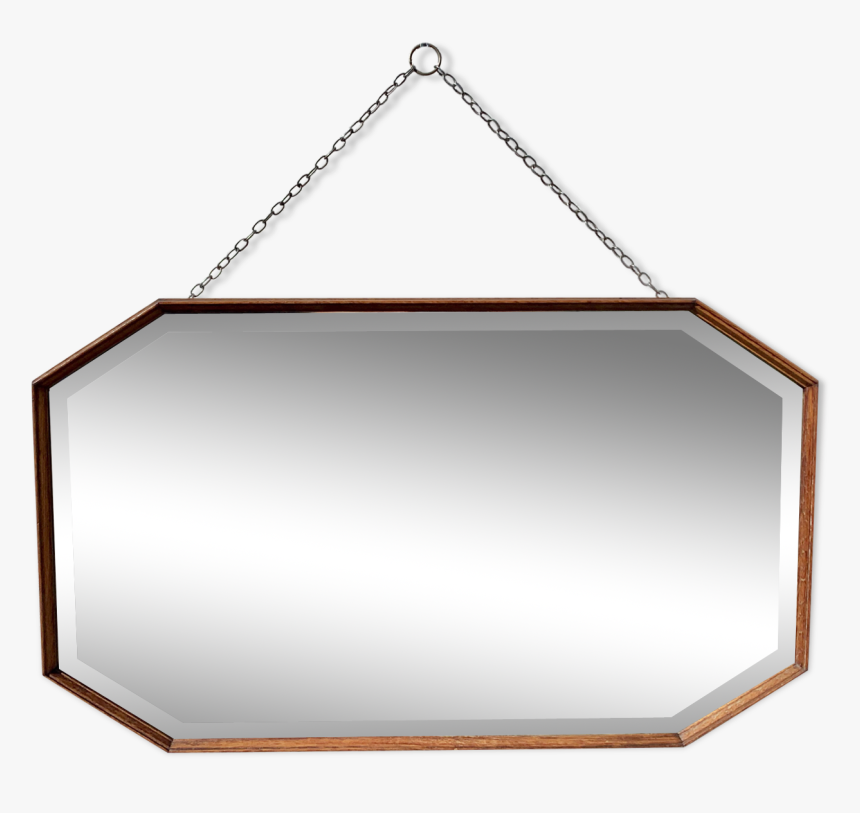 Vintage Octagonal Wall Mirror Wood Frame - Chain, HD Png Download, Free Download