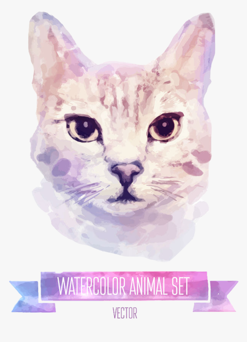Cat Kitten Watercolor Painting Illustration , Png Download - Cute Cat Watercolor, Transparent Png, Free Download