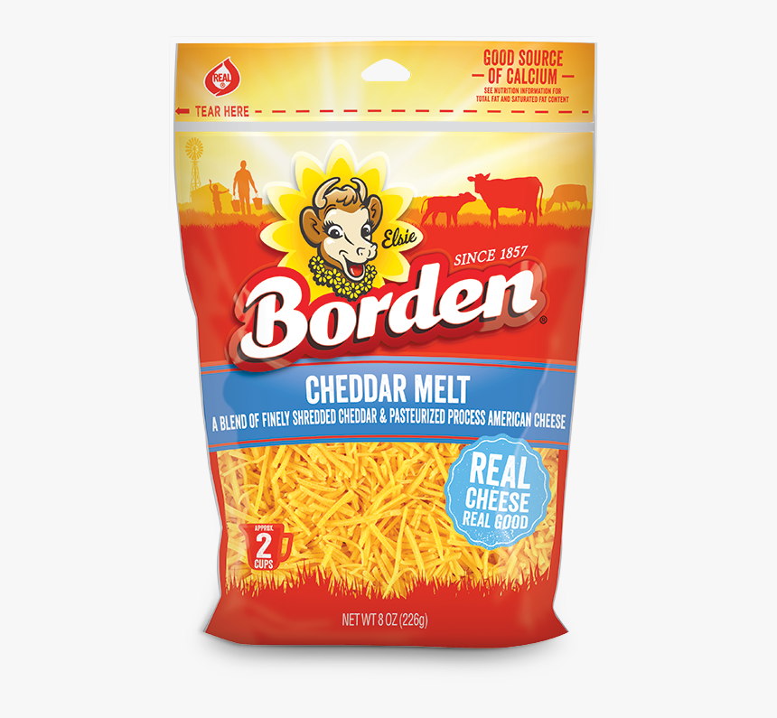 Finely Shredded Cheddar Melt Shreds - Borden Shredded Cheddar Cheese, HD Png Download, Free Download