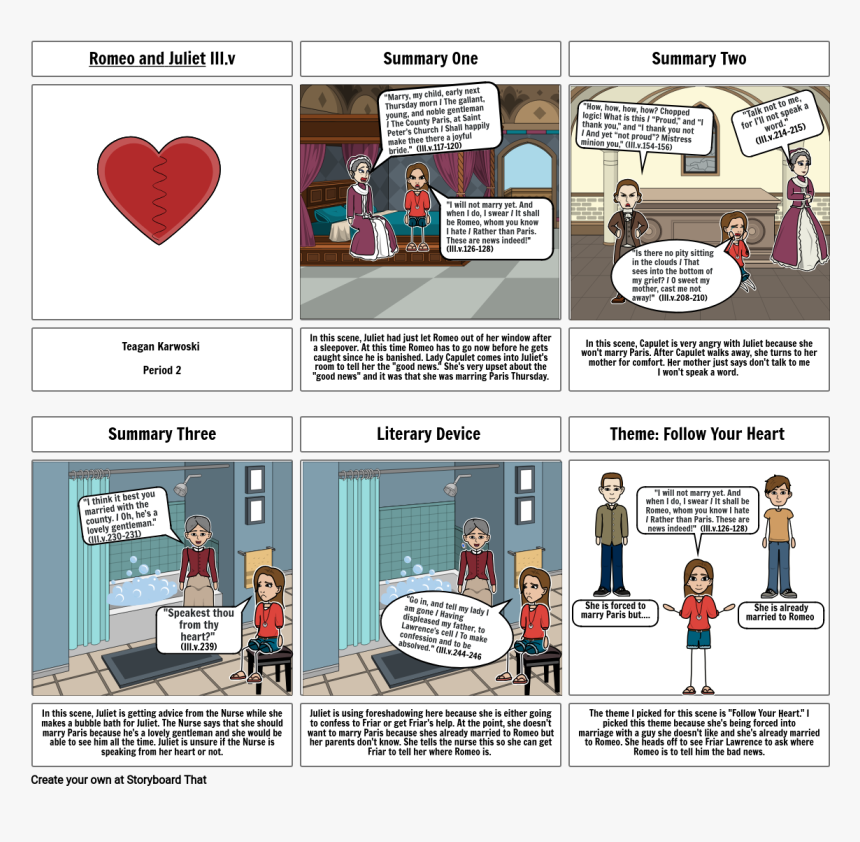 Romeo And Juliet Project Storyboard, HD Png Download, Free Download