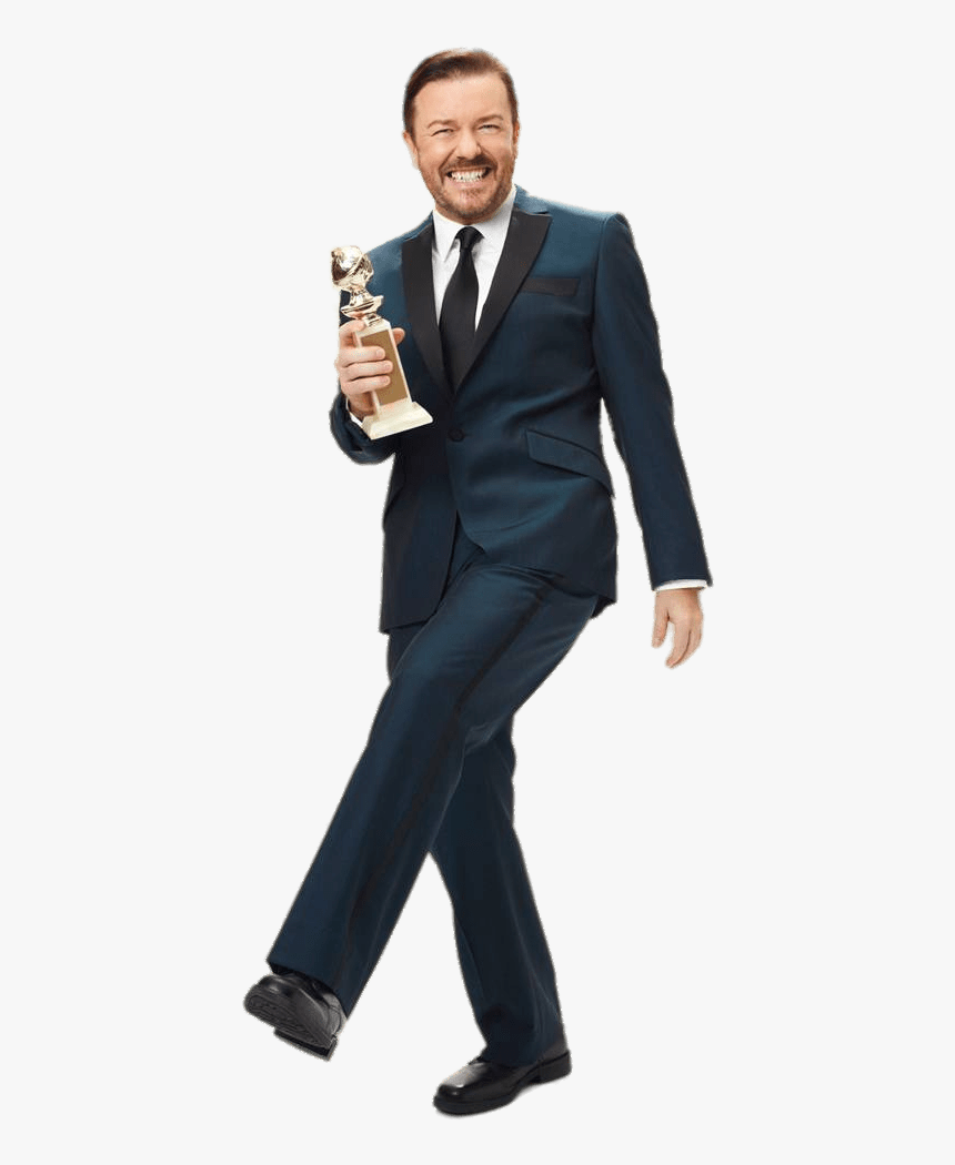 Ricky Gervais Holding Golden Globe Clip Arts - Ricky Gervais Png, Transparent Png, Free Download