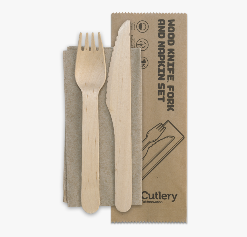 16cm Wood Knife Fork Napkin Set - Wooden Fork Knife Napkin, HD Png Download, Free Download