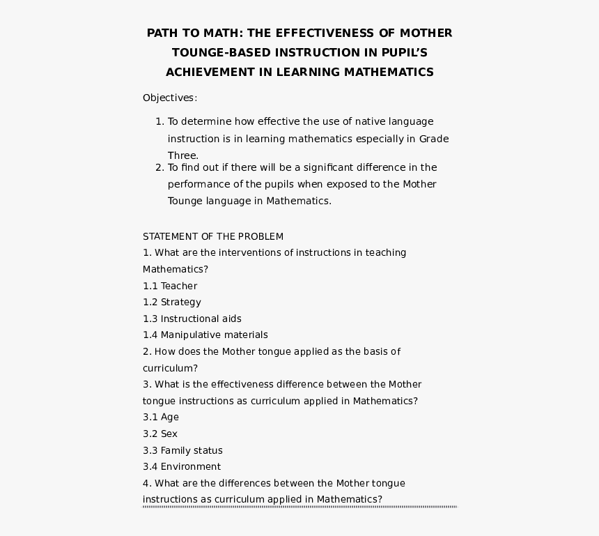 Statement Of The Problem About Mathematics, HD Png Download, Free Download