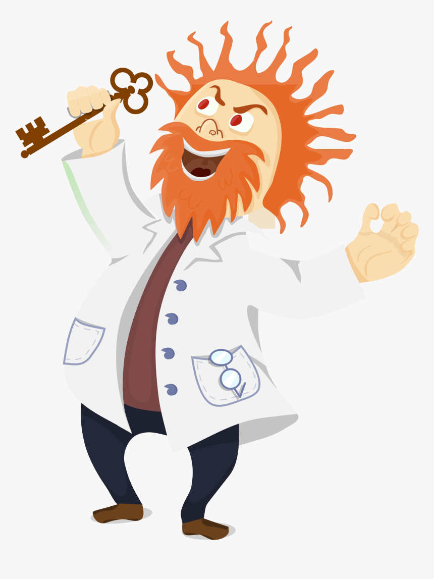 Mad Scientist With A Key Clip Arts - Mad Scientist Clipart, HD Png Download, Free Download