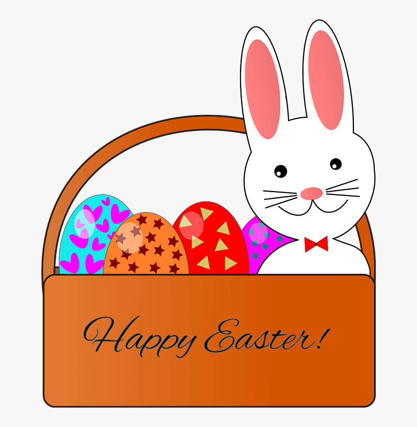 Easter Bunny In Basket Clipart - Easter, HD Png Download, Free Download