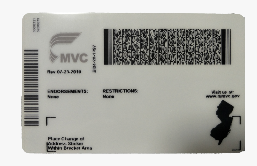 New Jersey License Back, HD Png Download, Free Download