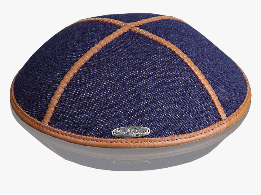 Kippah «classic» Dark-blue Jeans Orange Edging - Suede, HD Png Download, Free Download