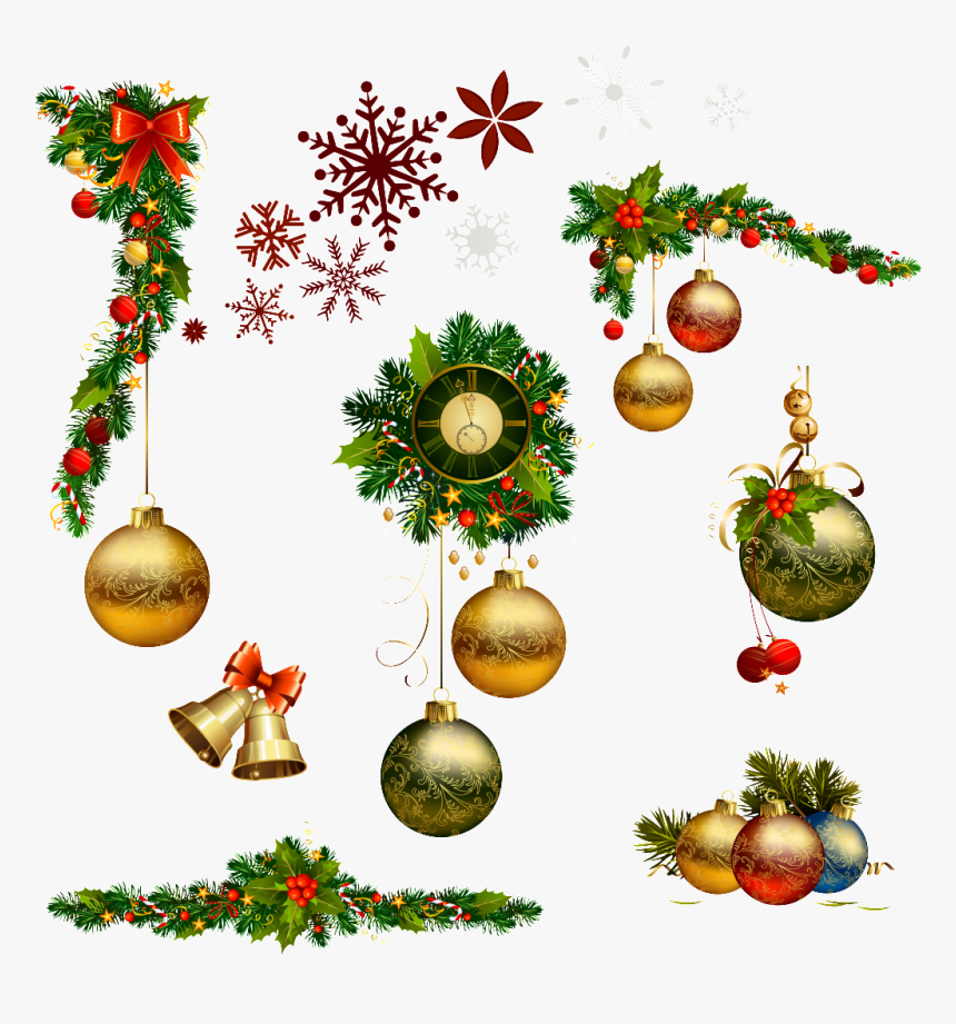 Christmas Decoration Round Ball Christmas Flower Transparent - Transparent Background Christmas Elements Png, Png Download, Free Download