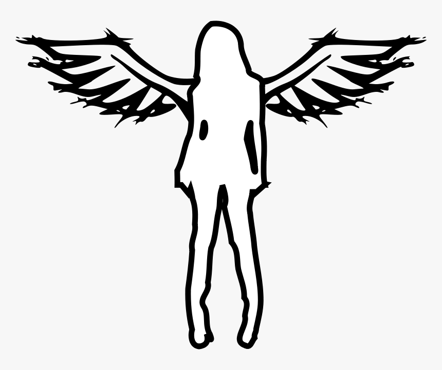 Baby Boy And Girl - Girl With Wings Drawing, HD Png Download, Free Download