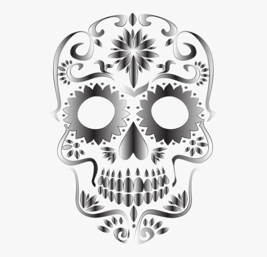 Visual Arts,skull,bone - Transparent Background Sugar Skull Transparent, HD Png Download, Free Download