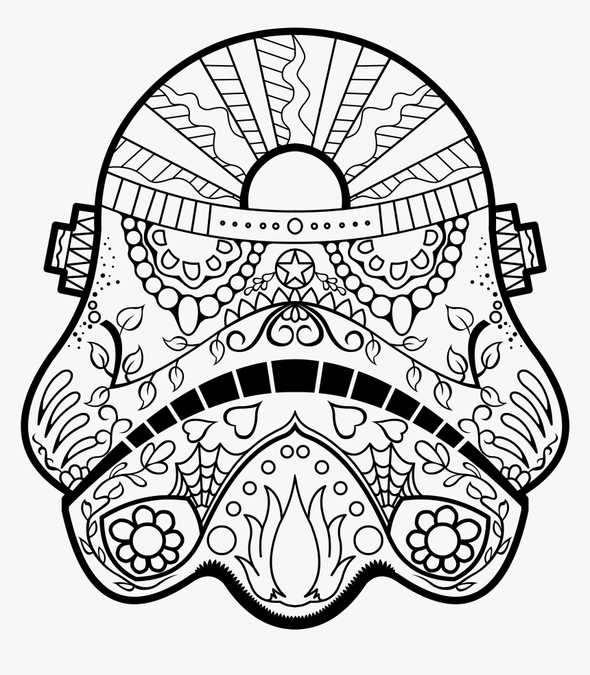 Dark Vader Sugar Skull Coloring Page Az Pages Y O S - Adult Colouring Pages Star Wars, HD Png Download, Free Download