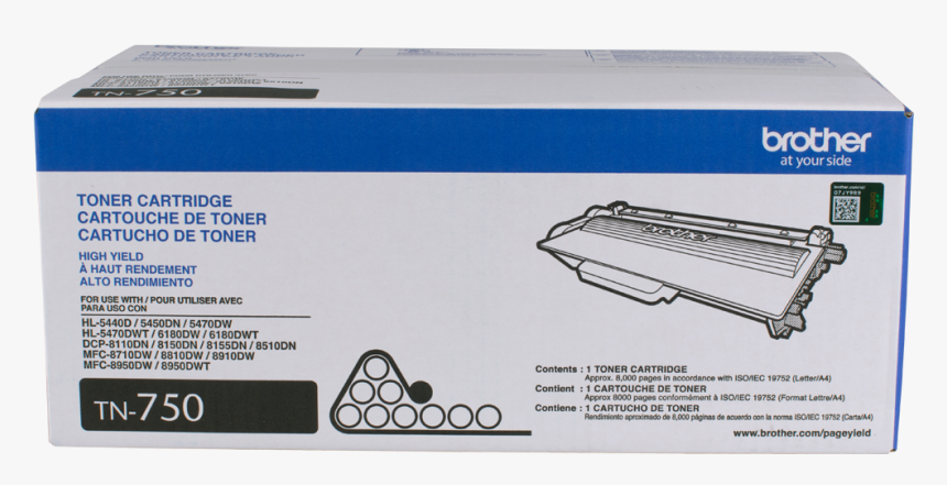 Tn750 Packagefront - Toner Brother Tn 750, HD Png Download, Free Download