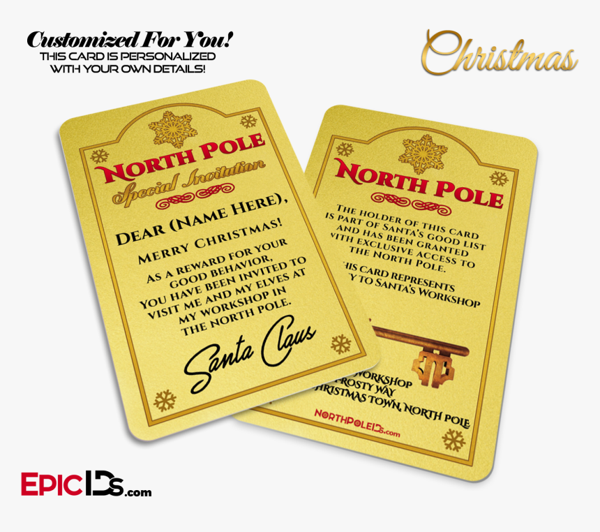 Santa Claus North Pole Official Invitation [personalized], HD Png Download, Free Download