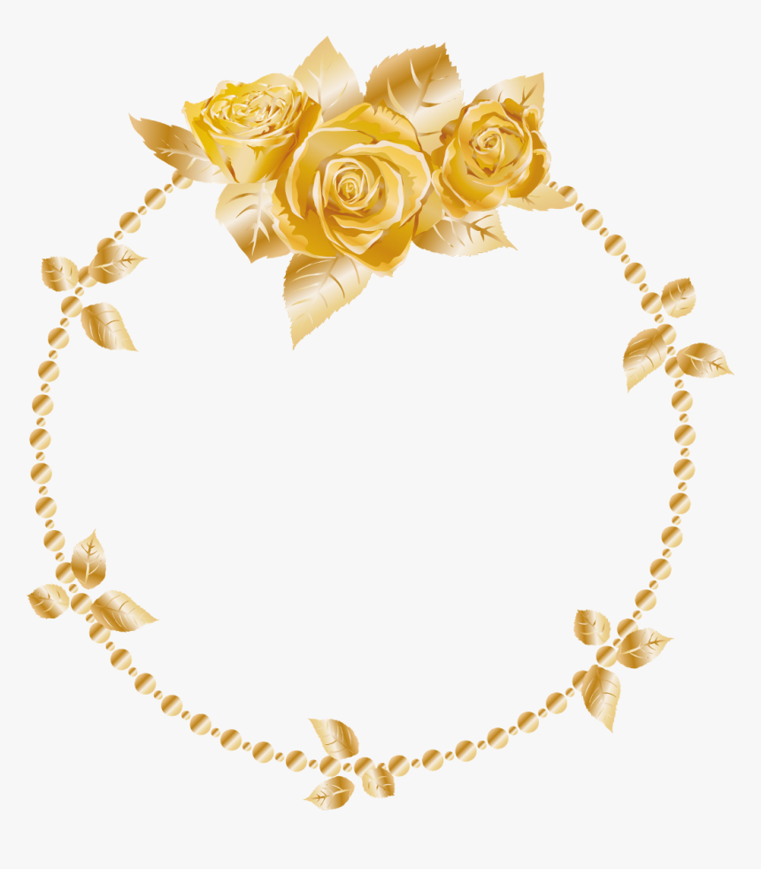 Rose Oses Wreath Gold Header Border Frame Decor Decorat - Vector Gold Frame Png, Transparent Png, Free Download