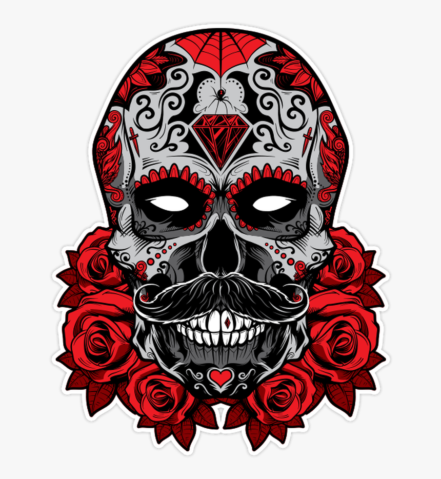 Debonair Sugar Skull Die Cut Sticker - Sugar Skull, HD Png Download, Free Download