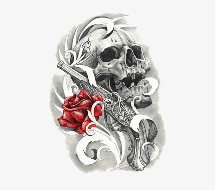 Download Free Tattoo Png Transparent Images Transparent - Roses Skull Tattoo Design, Png Download, Free Download