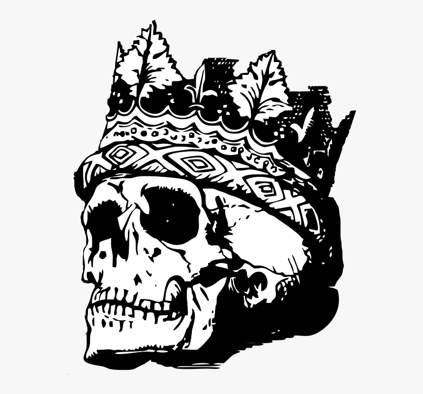 Skull With Crown, Skull, Crown, Death, Vintage, Retro - Skull With Crown Transparent, HD Png Download, Free Download