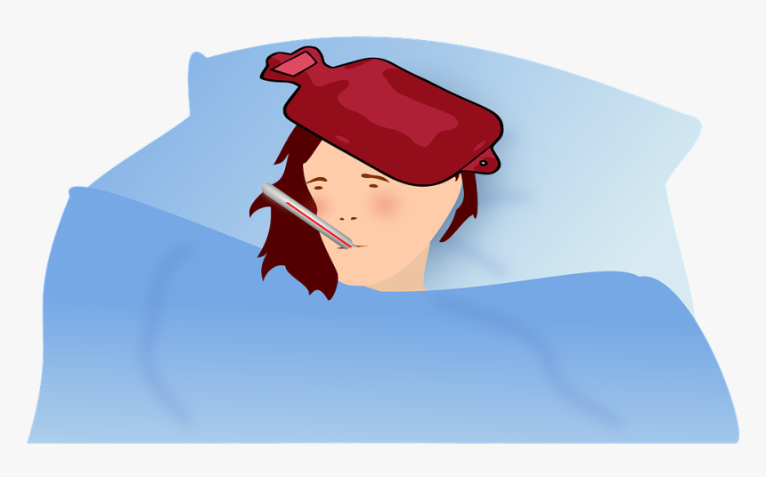 Fever, Sick, Thermometer, Woman, Bed, Ill, Medicine - Sick Massage, HD Png Download, Free Download