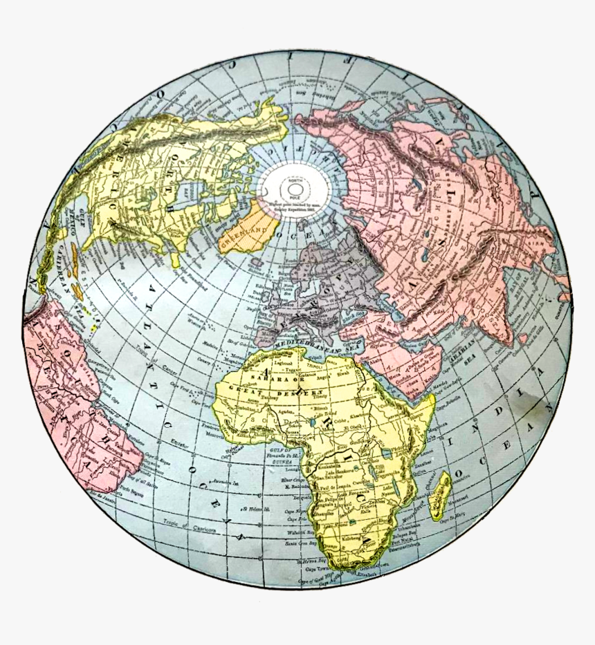 Transparent North Pole Png - Old World Map Round, Png Download, Free Download