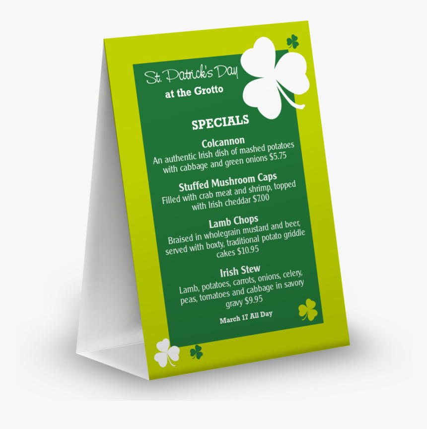 Irish Shamrock Table Tent - Jasmine, HD Png Download, Free Download