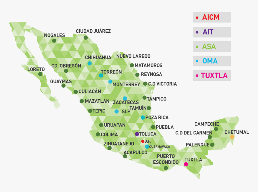 Mapa Aeropuertos 1-01 - Aeropuertos De La Republica Mexicana, HD Png Download, Free Download