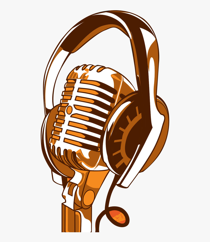 Microphone Artist Poster Work Of Art - Microphone And Headphones Clipart, HD Png Download, Free Download