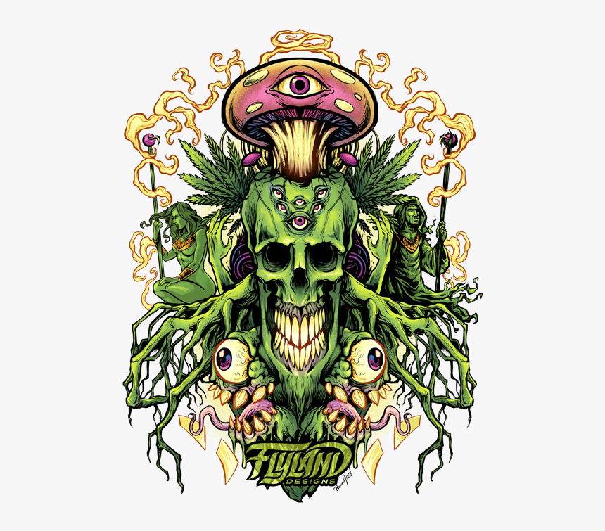 Skull With Mushrooms, HD Png Download, Free Download