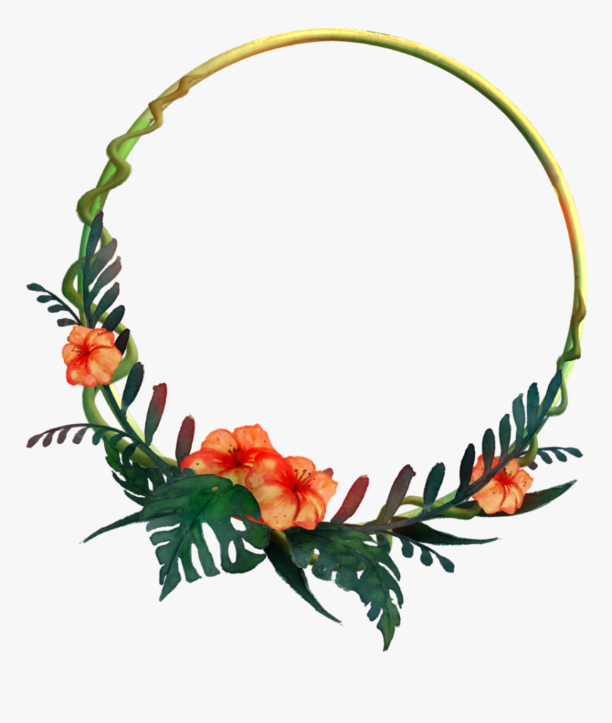 932 Round Tropical Frame 01 By Tigers-stock - Circle Flower Frame Png, Transparent Png, Free Download