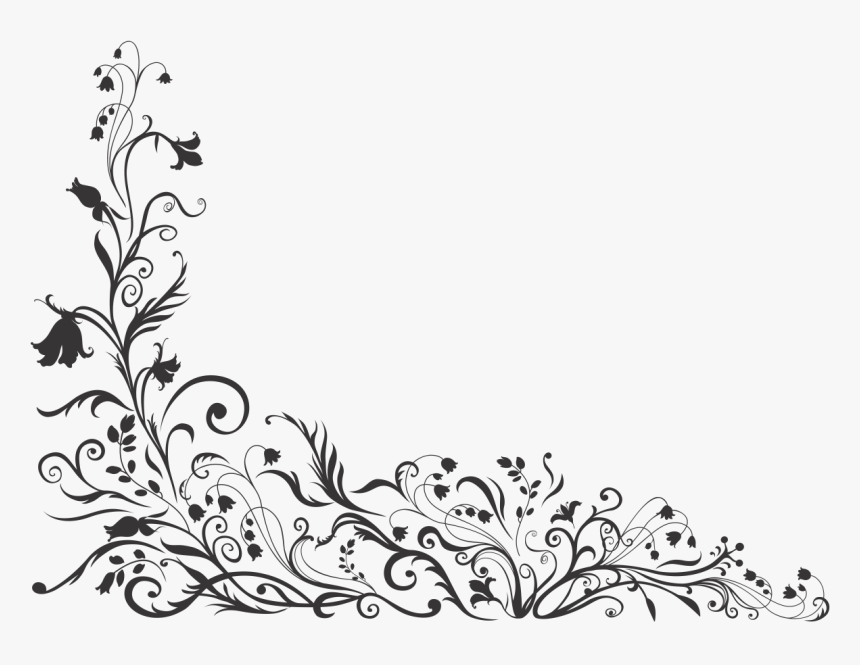 Clip Art Arabesco Preto Png - Flowers Border Png Black, Transparent Png, Free Download