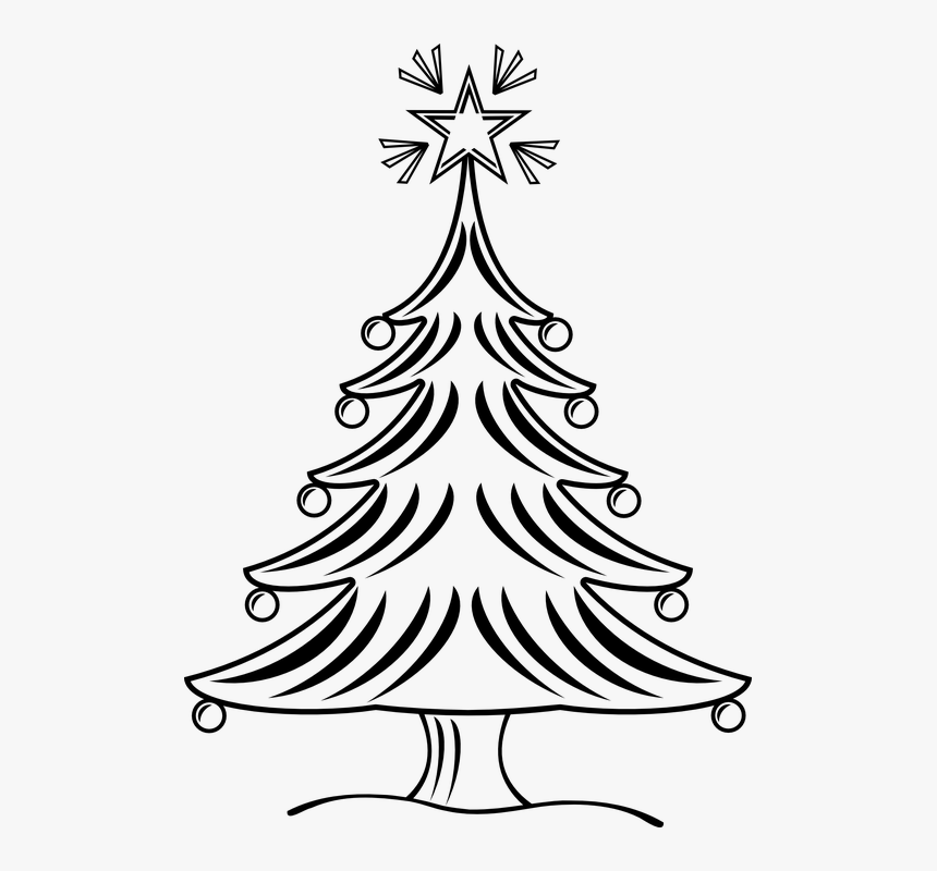 Xmas Tree Black And White, HD Png Download, Free Download