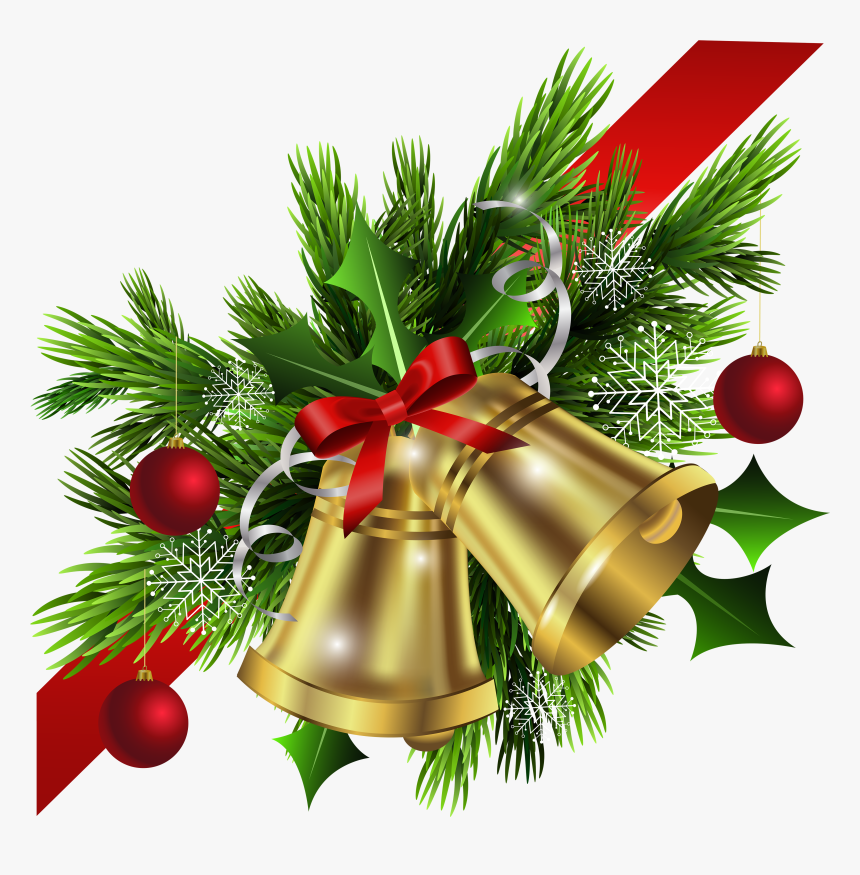 Christmas Garland Border Transparent Png - Transparent Christmas Bells Png, Png Download, Free Download