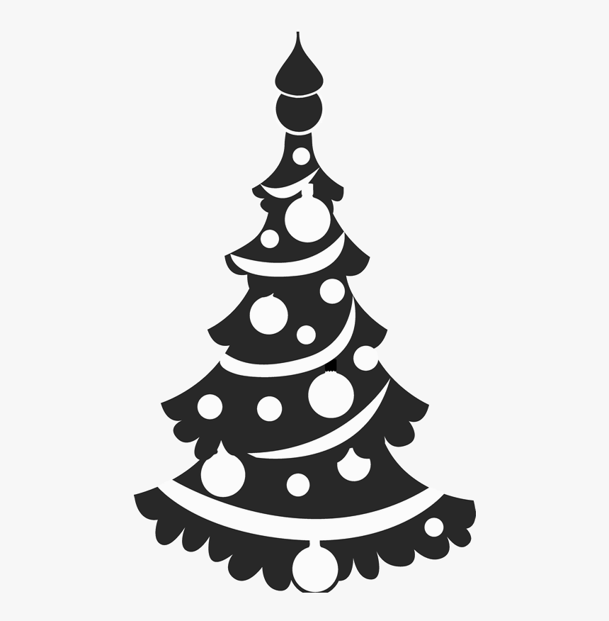 Garland Christmas Tree Rubber Stamp - Christmas Tree Silhouette With Lights, HD Png Download, Free Download