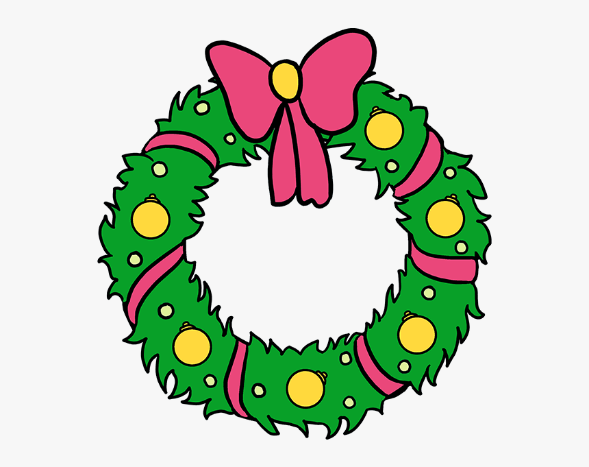 How To Draw Christmas Wreath - Christmas Wreath Simple Drawing, HD Png Download, Free Download