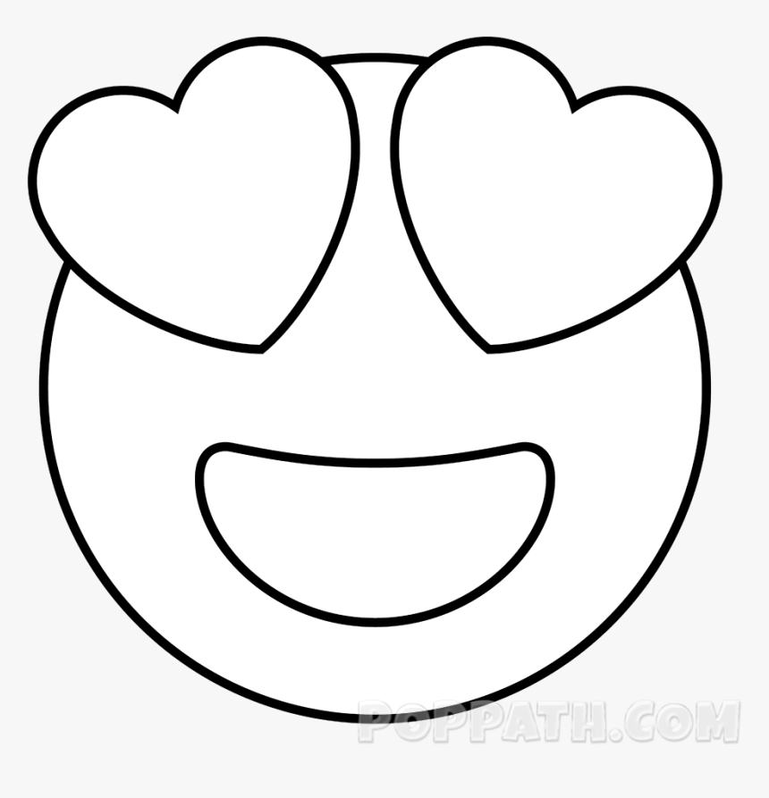 How To Draw A Heart Eyes Emoji Pop Path - Heart Eyes Emoji Drawing, HD Png Download, Free Download