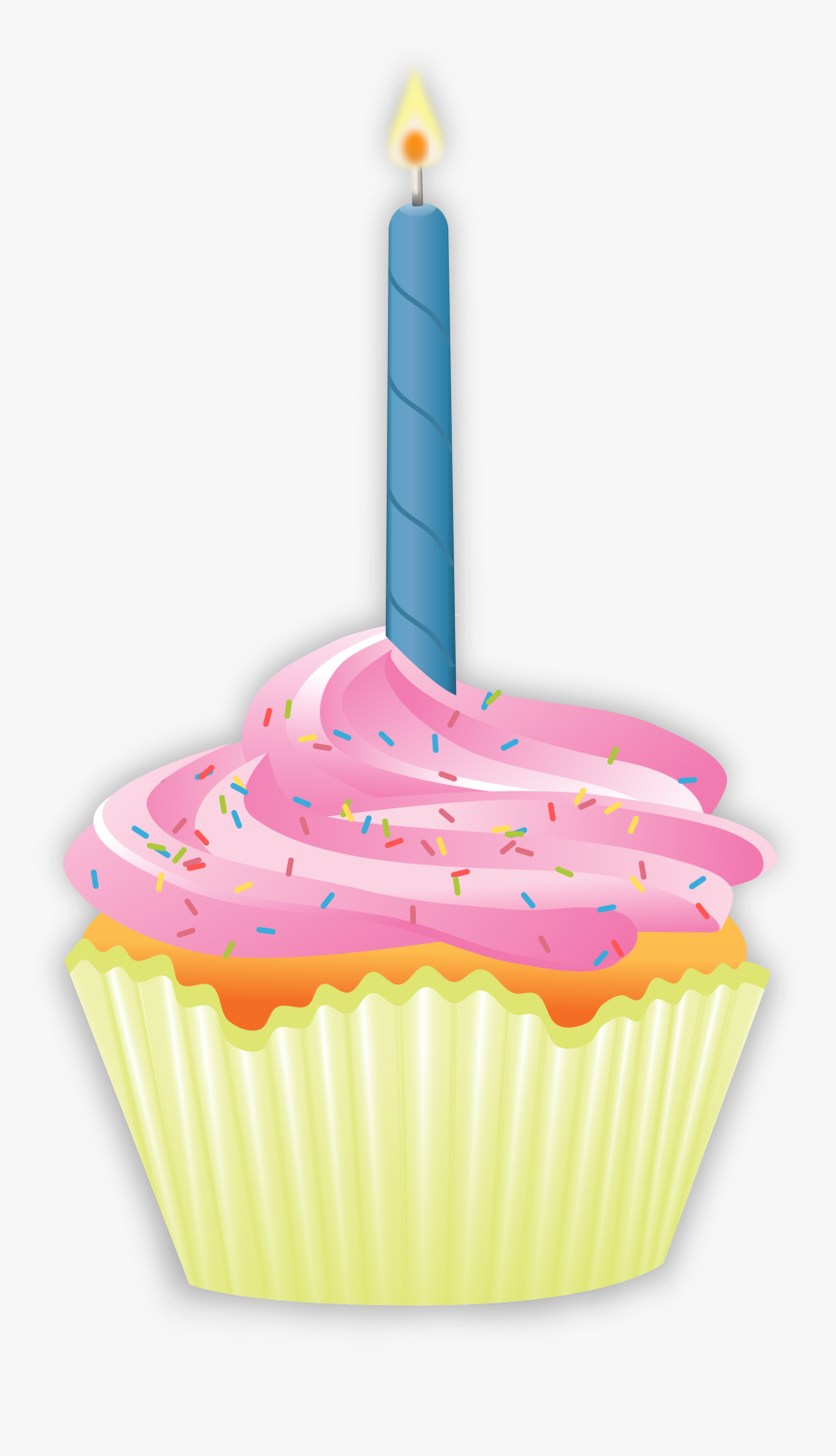 Cupcake Free Png Image - Transparent Background Cupcake With Candle Clipart, Png Download, Free Download