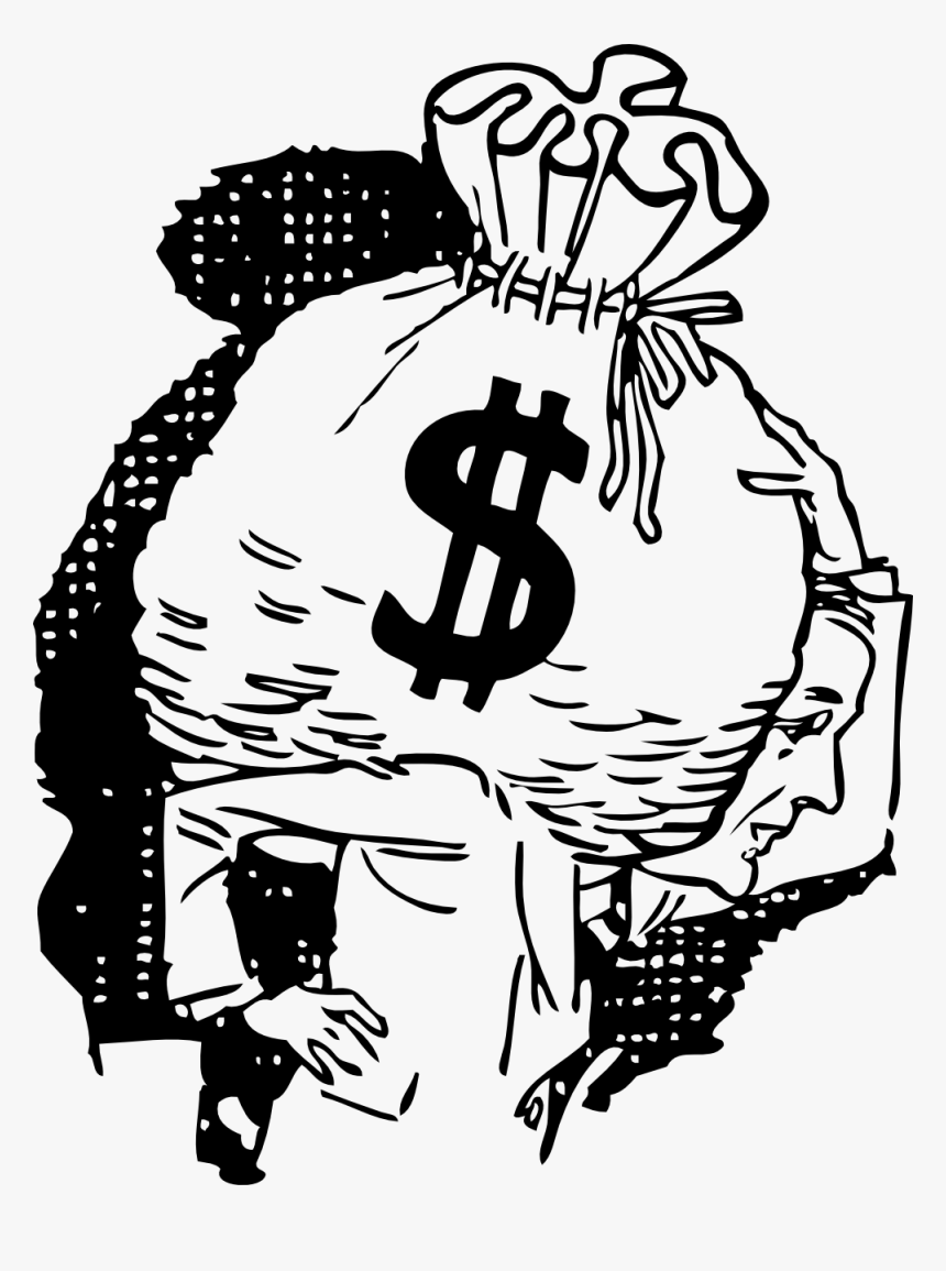 Big Bag Of Money Black White Line Art 555px - Drawing Of A Quota, HD Png Download, Free Download