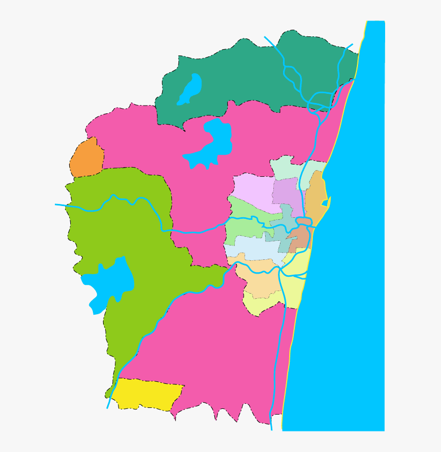 Us Map With Time Zones Printable - Outline Chennai City Map, HD Png Download, Free Download